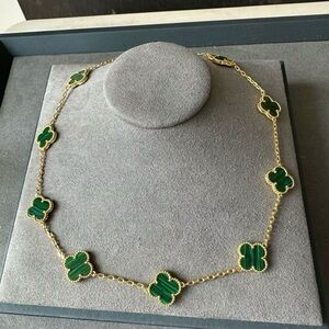 Alhambra 10 clover Green Malachite Inspired Necklace